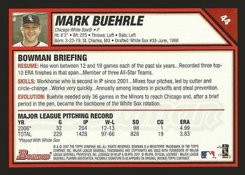 2017 Bowman - Bowman Buybacks 2007 Bowman Stamped Bronze #44 Mark Buehrle Back