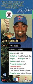 2003 Hit the Books Bookmarks Toronto Blue Jays #NNO Carlos Delgado Front