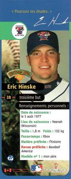 2003 Hit the Books Bookmarks Toronto Blue Jays #NNO Eric Hinske Back