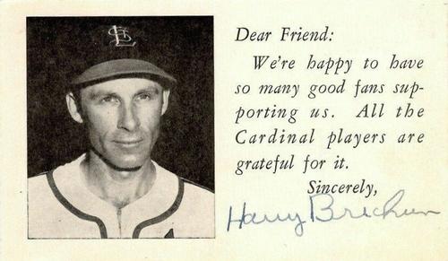 1951-52 St. Louis Cardinals Postcards #NNO Harry Brecheen Front