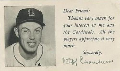 1951-52 St. Louis Cardinals Postcards #NNO Cliff Chambers Front