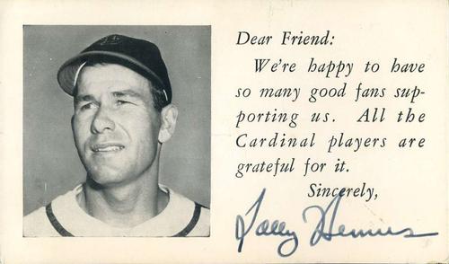 1951-52 St. Louis Cardinals Postcards #NNO Solly Hemus Front