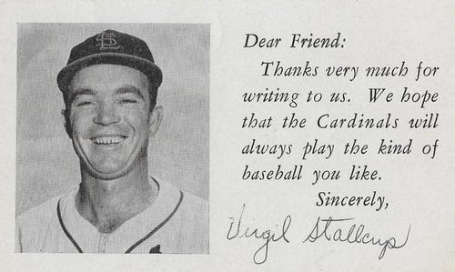 1951-52 St. Louis Cardinals Postcards #NNO Virgil Stallcup Front