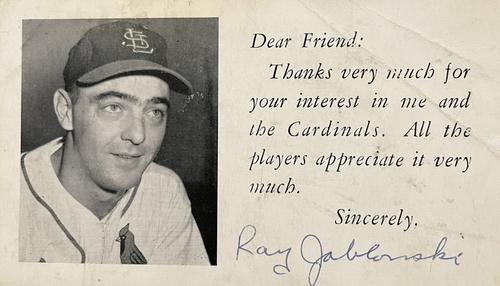 1953-55 St. Louis Cardinals Photocards #NNO Ray Jablonski Front