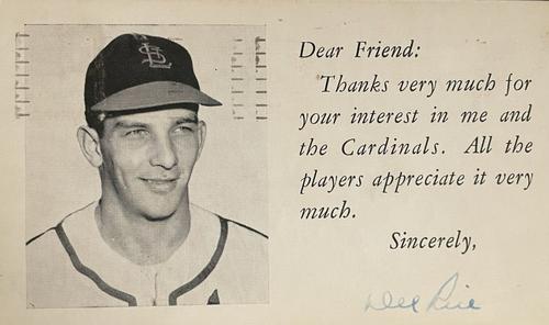 1953-55 St. Louis Cardinals Photocards #NNO Del Rice Front