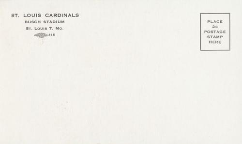 1953-55 St. Louis Cardinals Photocards #NNO Gerry Staley Back