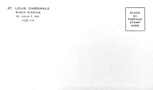 1953-55 St. Louis Cardinals Photocards #NNO Gerry Staley Back