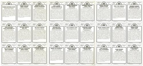 1978 SSPC 270 - Team Sheets Unseparated #163-189 Boston Red Sox Team Sheet Back