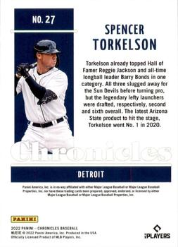 2022 Panini Chronicles #27 Spencer Torkelson Back