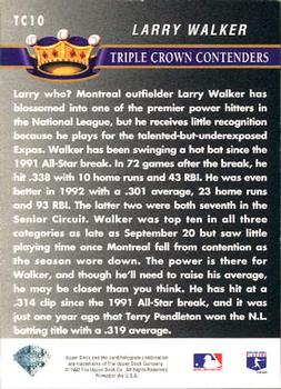 1993 Upper Deck - Triple Crown Contenders #TC10 Larry Walker Back