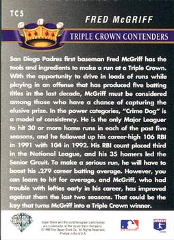 1993 Upper Deck - Triple Crown Contenders #TC5 Fred McGriff  Back