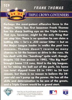 1993 Upper Deck - Triple Crown Contenders #TC9 Frank Thomas  Back