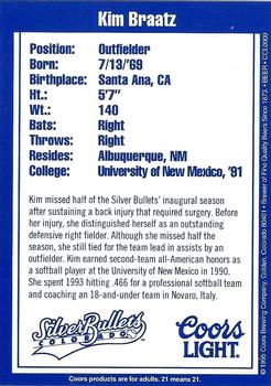1995 Colorado Silver Bullets Update #NNO Kim Braatz Back