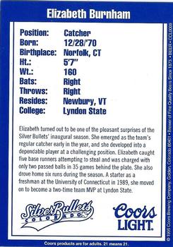 1995 Colorado Silver Bullets Update #NNO Elizabeth Burnham Back