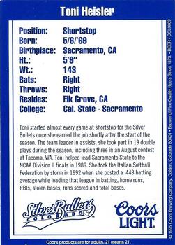 1995 Colorado Silver Bullets Update #NNO Toni Heisler Back