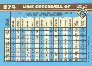 2017 Bowman - Bowman Buybacks 1990 Bowman Stamped Bronze #274 Mike Greenwell Back