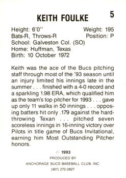 1993 Anchorage Bucs #5 Keith Foulke Back