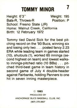 1993 Anchorage Bucs #7 Tommy Minor Back