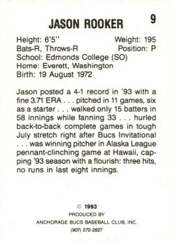 1993 Anchorage Bucs #9 Jason Rooker Back