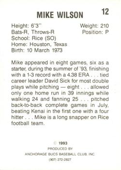 1993 Anchorage Bucs #12 Mike Wilson Back