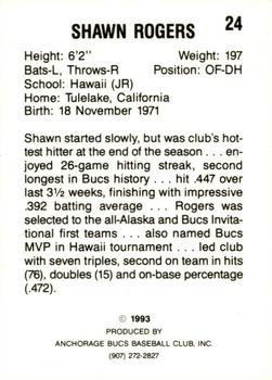 1993 Anchorage Bucs #24 Shawn Rogers Back