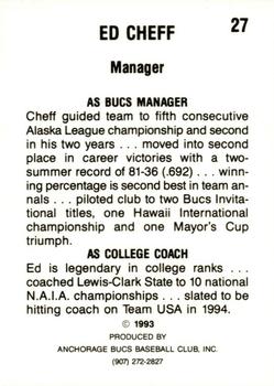 1993 Anchorage Bucs #27 Ed Cheff Back