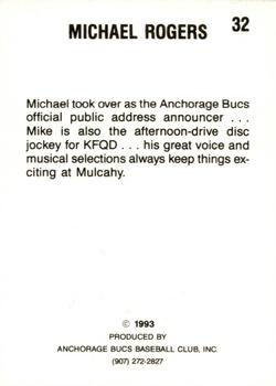 1993 Anchorage Bucs #32 Michael Rogers Back
