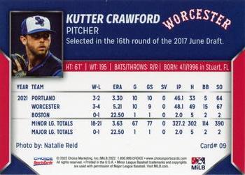 2022 Choice Worcester Red Sox #09 Kutter Crawford Back