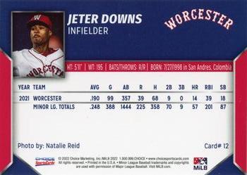 2022 Choice Worcester Red Sox #12 Jeter Downs Back