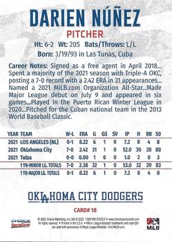 2022 Choice Oklahoma City Dodgers #18 Darien Nunez Back