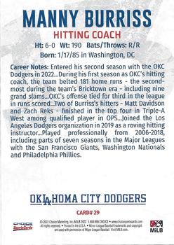 2022 Choice Oklahoma City Dodgers #29 Manny Burriss Back