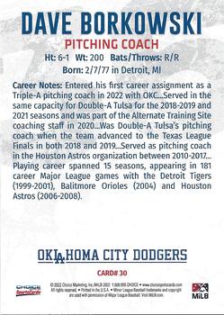 2022 Choice Oklahoma City Dodgers #30 Dave Borkowski Back