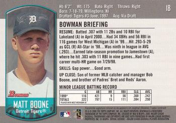 2017 Bowman - Bowman Buybacks 2000 Bowman Stamped Bronze #18 Matt Boone Back
