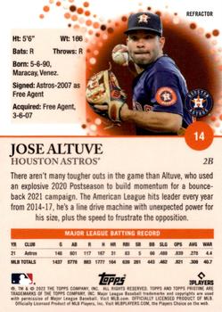 2022 Topps Pristine - Refractor #14 Jose Altuve Back