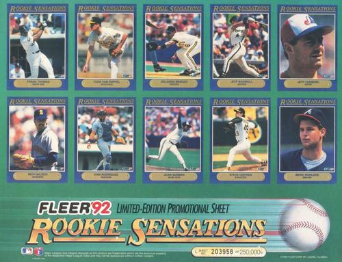 1992 Fleer - Rookie Sensations Promotional Sheet #NNO Fleer Rookie Sensations Promotional Sheet Back