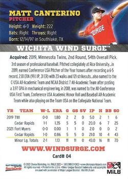2022 Choice Wichita Wind Surge #4 Matt Canterino Back
