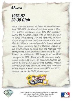 1993 Upper Deck - Baseball Heroes: Willie Mays #48 Willie Mays Back