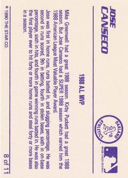 1990 Star Jose Canseco (Purple) - Glossy #8 Jose Canseco Back