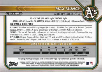2022 Bowman - Chrome Prospect Autographs Mojo Refractor #BMA-MM Max Muncy Back