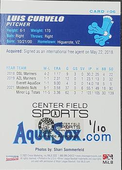 2022 Choice Everett AquaSox - Blue Signatures #06 Luis Curvelo Back