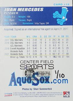 2022 Choice Everett AquaSox - Blue Signatures #18 Juan Mercedes Back