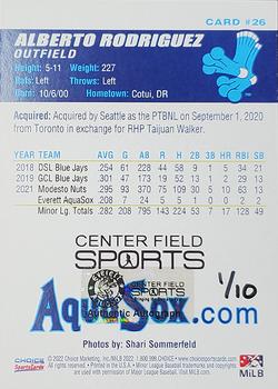 2022 Choice Everett AquaSox - Blue Signatures #26 Alberto Rodriguez Back