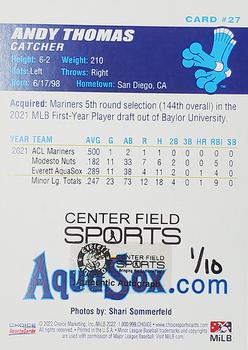 2022 Choice Everett AquaSox - Blue Signatures #27 Andy Thomas Back