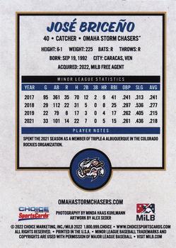 2022 Choice Omaha Storm Chasers #NNO José Briceño Back
