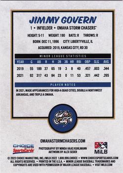 2022 Choice Omaha Storm Chasers #NNO Jimmy Govern Back