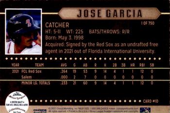2022 Choice Salem Red Sox #10 Jose Garcia Back