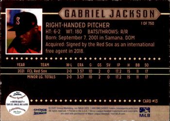 2022 Choice Salem Red Sox #13 Gabriel Jackson Back