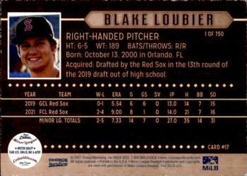 2022 Choice Salem Red Sox #17 Blake Loubier Back