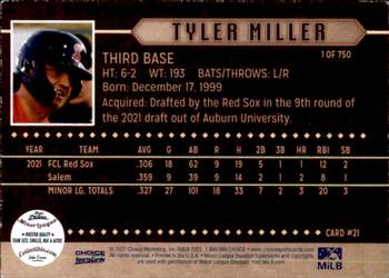 2022 Choice Salem Red Sox #21 Tyler Miller Back