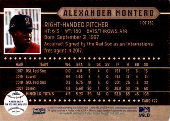 2022 Choice Salem Red Sox #22 Alexander Montero Back